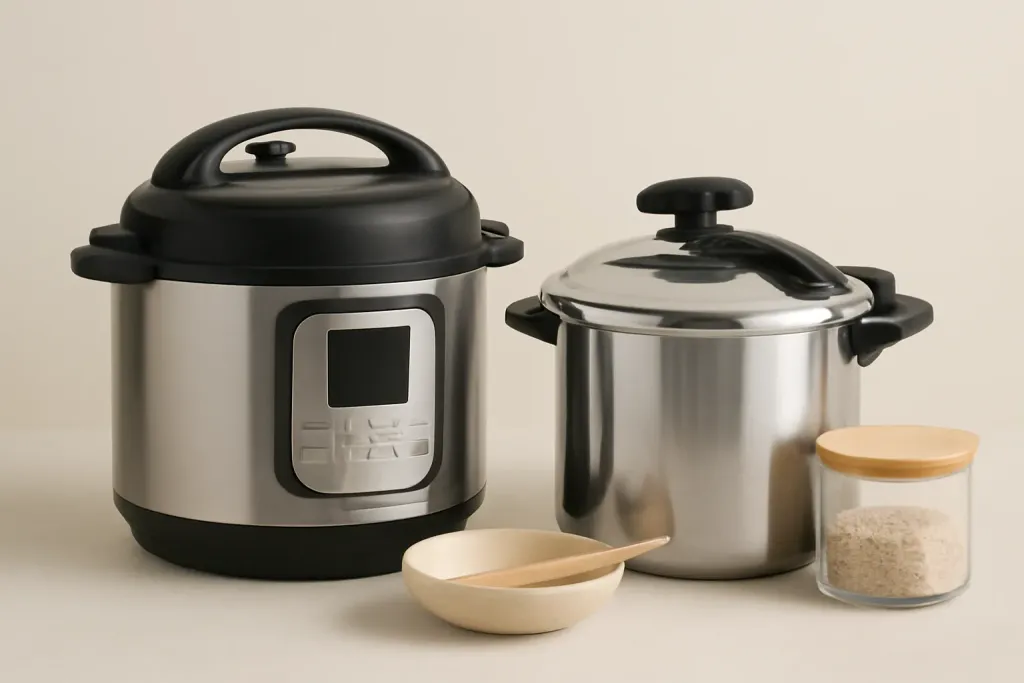 A second photo showing a related step or detail for electric vs stovetop pressure cookers