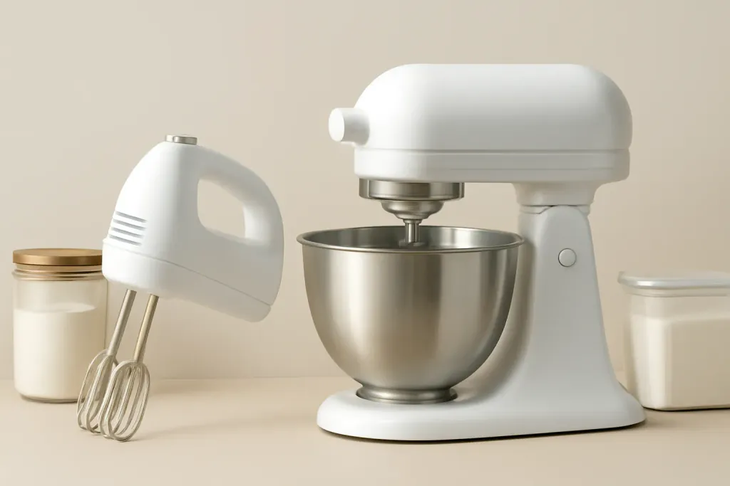 Photo illustrating hand mixer vs stand mixer