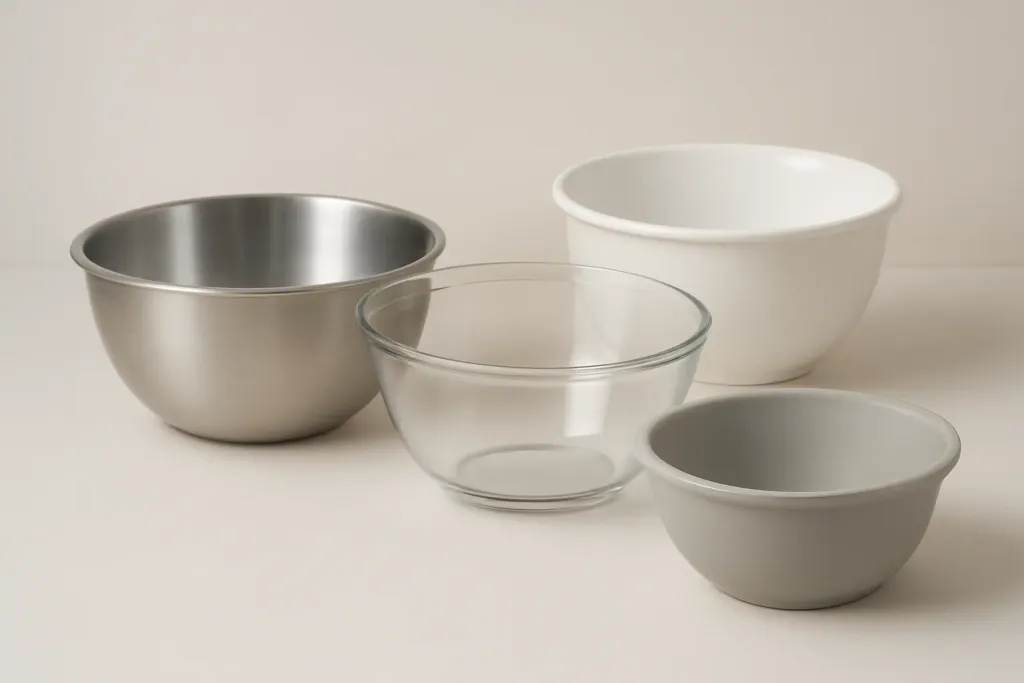 Photo illustrating mixing bowl materials compared