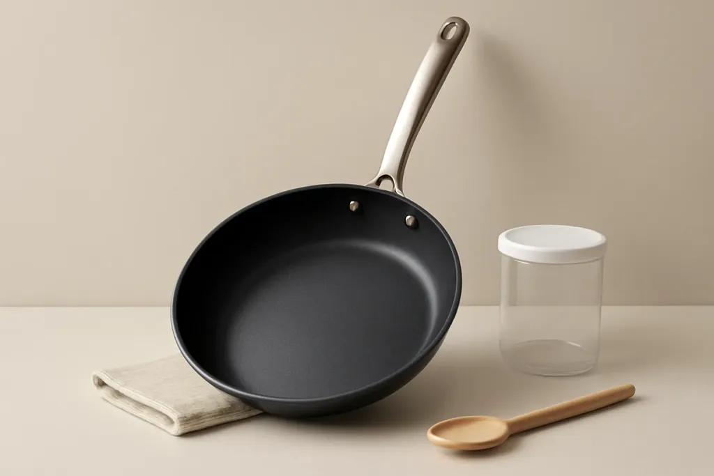 Photo illustrating nonstick pan care guide