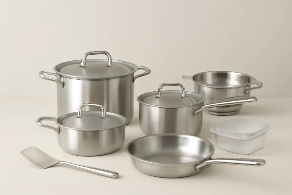 Photo illustrating stainless steel cookware sets what to look for