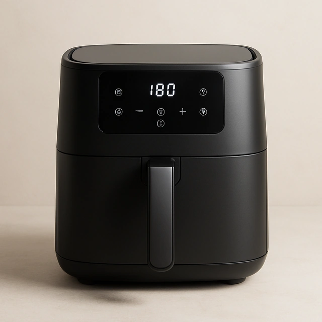 Realistic editorial product photograph (not the exact linked listing) of basket-style air fryer (sample listing)