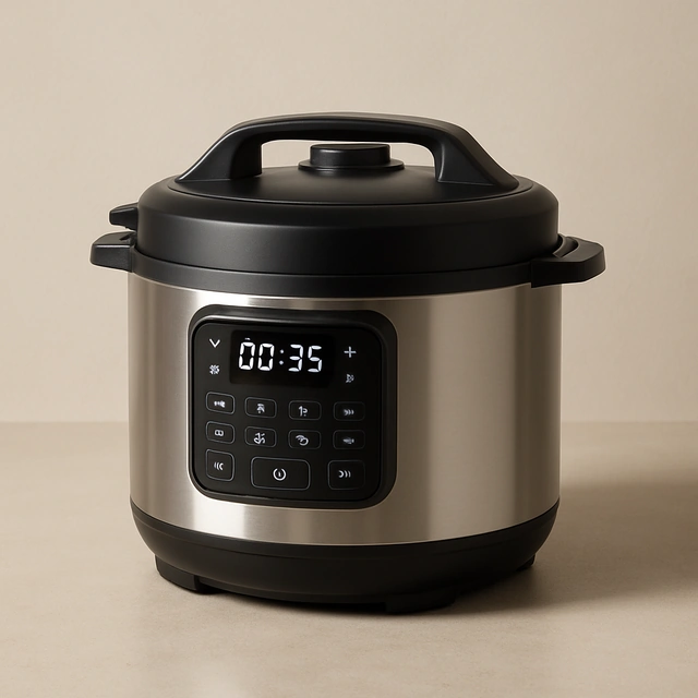 Realistic editorial product photograph (not the exact linked listing) of electric multicooker (sample listing)