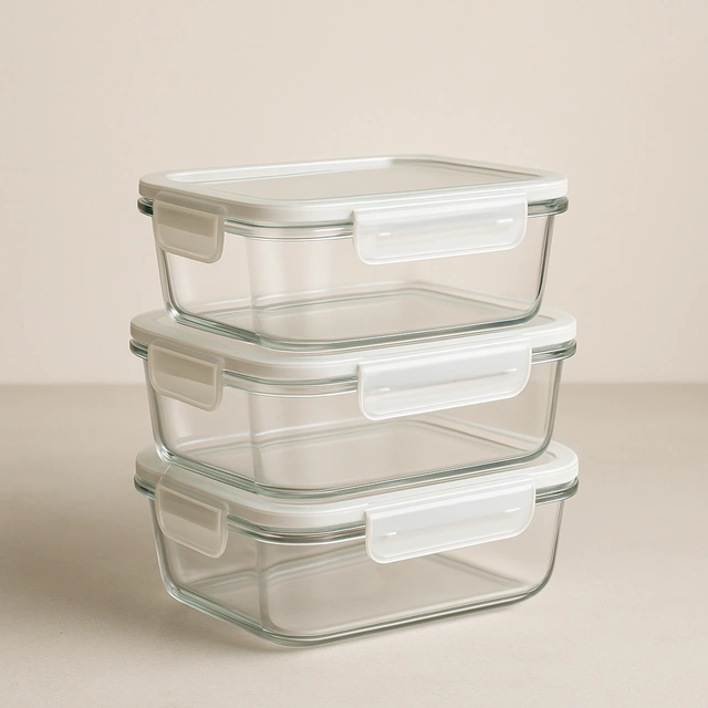 Realistic editorial product photograph (not the exact linked listing) of glass meal-prep container set (sample listing)